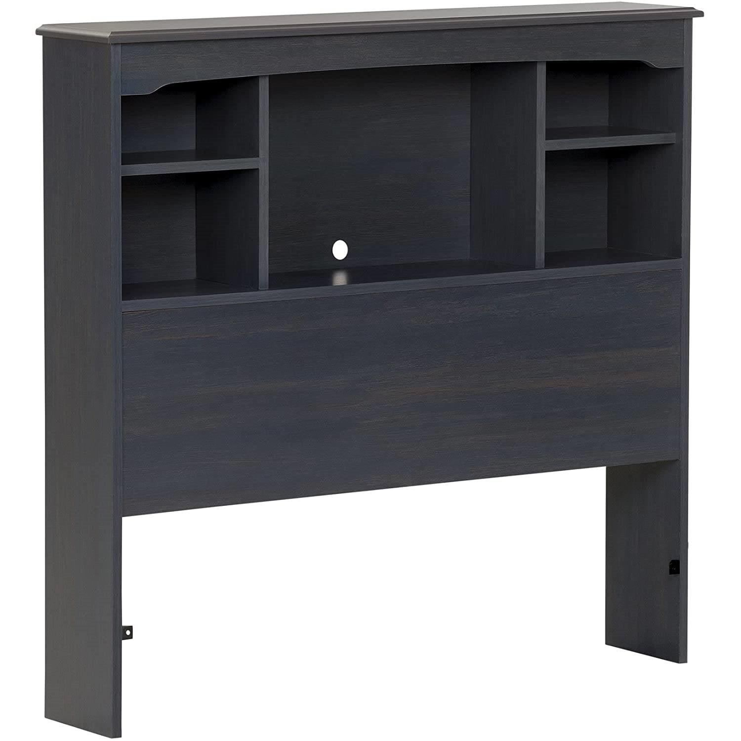 Twin size Bookcase Headboard in Dark Blueberry Finish - PRHOMZ