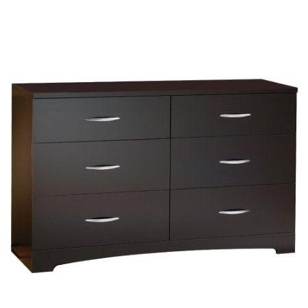 Modern 6-Drawer Bedroom Dresser in Chocolate Wood Finish - PRHOMZ
