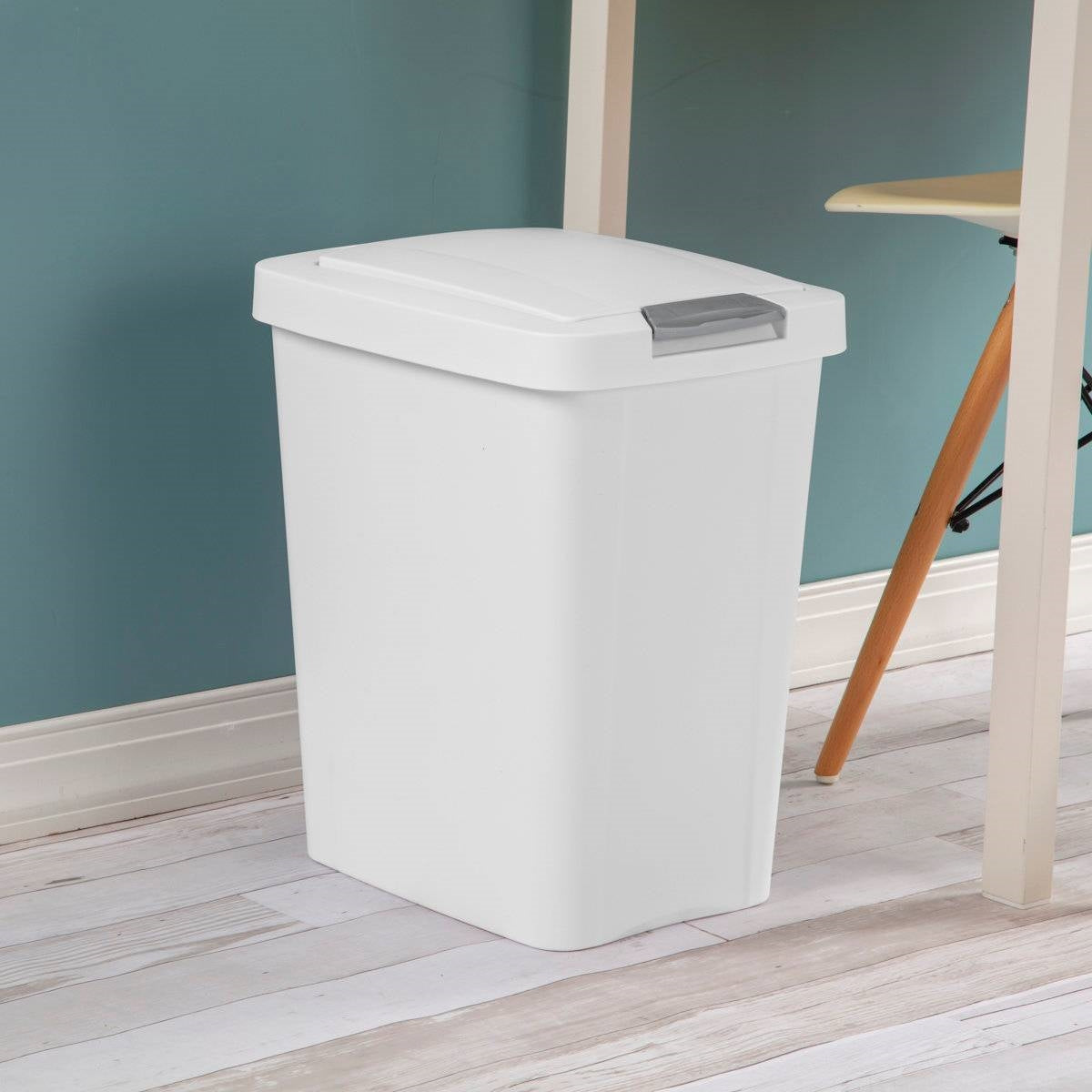 Set of 4 - White 8 Gallon Latch Top Kitchen Wastebasket Trash Can-3