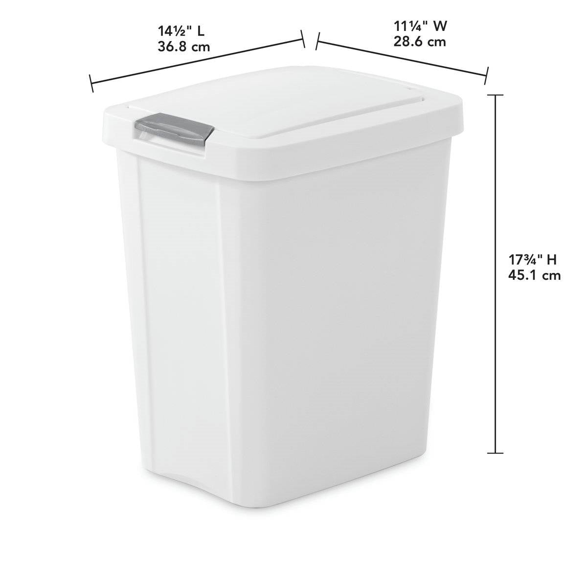 Set of 4 - White 8 Gallon Latch Top Kitchen Wastebasket Trash Can-4