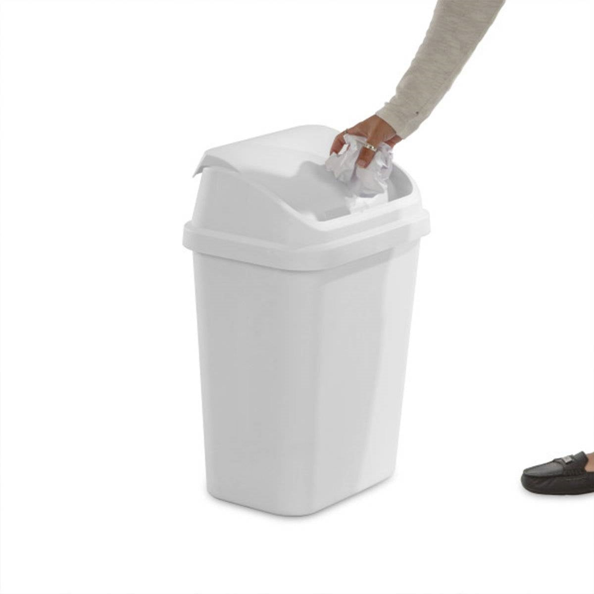 Set of 6 - White 7.8 Gallon Swing Top Kitchen Wastebasket Trash Can-3