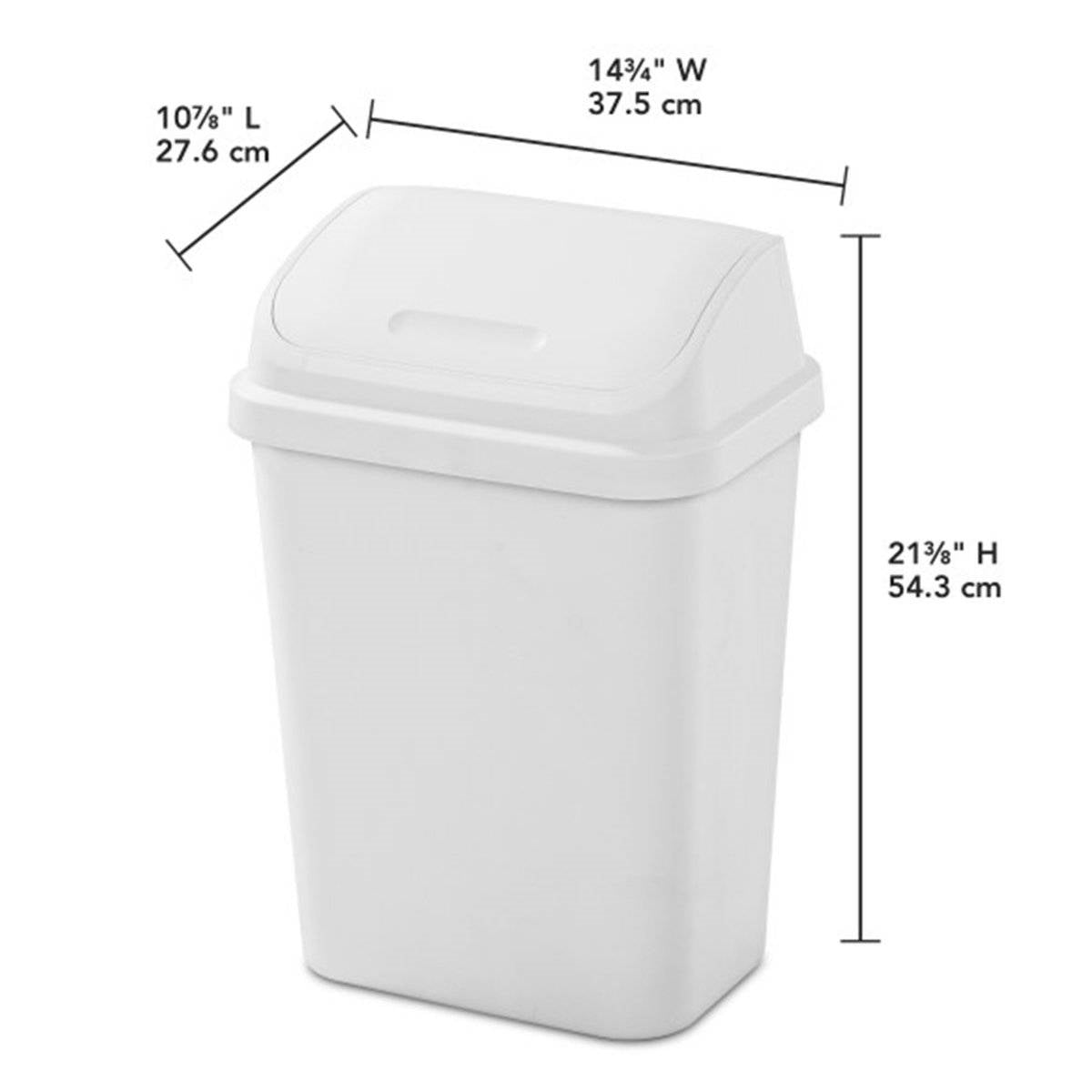 Set of 6 - White 7.8 Gallon Swing Top Kitchen Wastebasket Trash Can-4