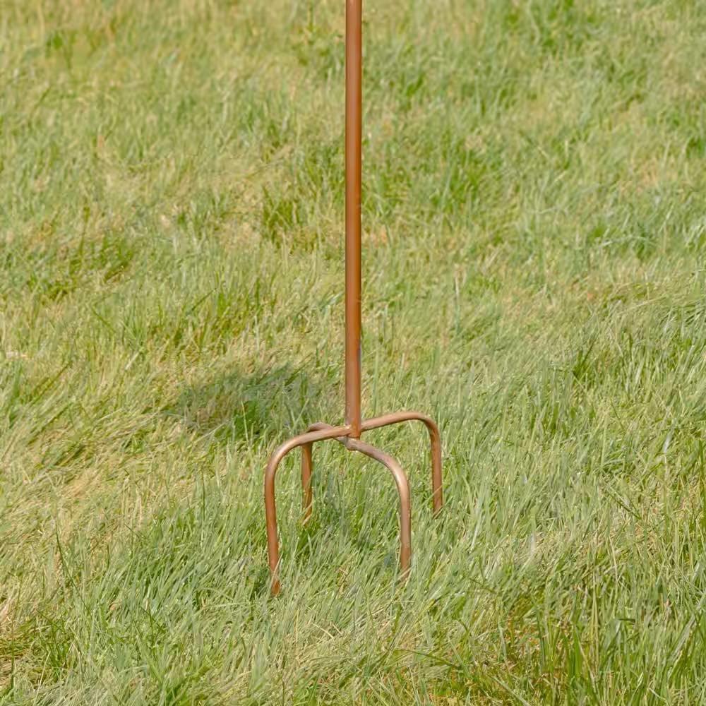 Copper Finish Metal Garden Birdhouse with Stake and Pole - PRHOMZ