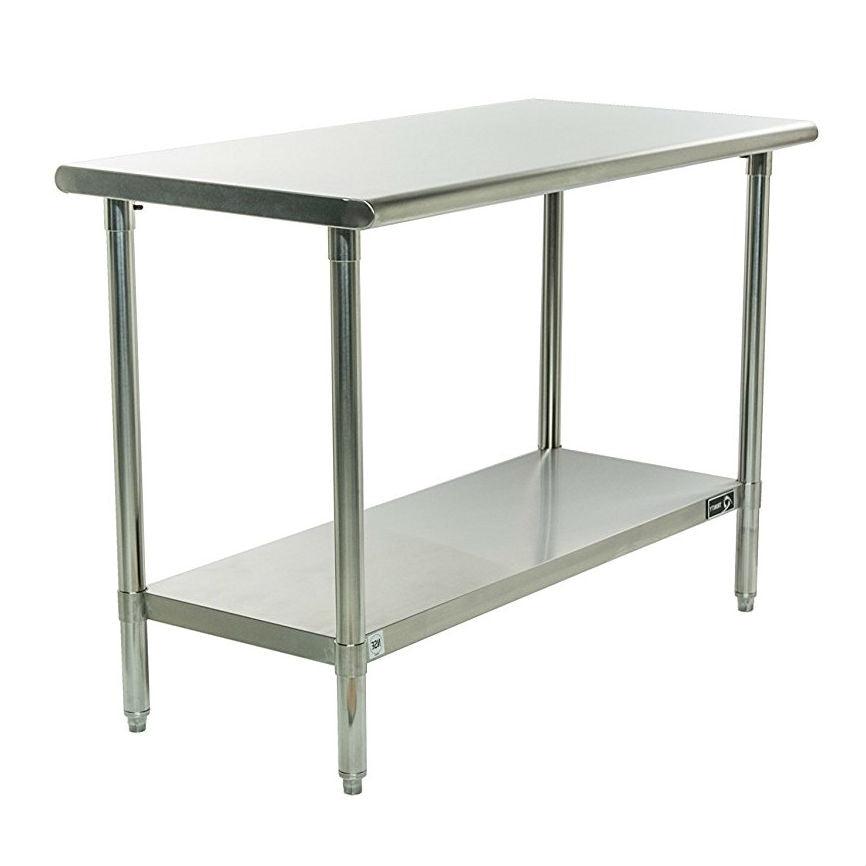 Stainless Steel Top Food Safe Prep Table Utility Work Bench with Bottom Shelf - PRHOMZ