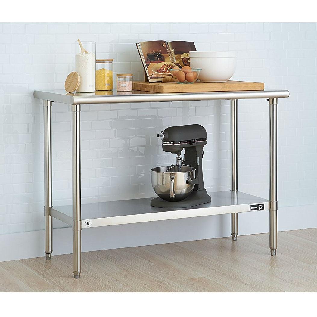 Stainless Steel Top Food Safe Prep Table Utility Work Bench with Bottom Shelf - PRHOMZ