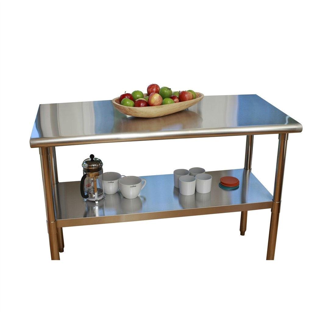 Stainless Steel Top Food Safe Prep Table Utility Work Bench with Bottom Shelf - PRHOMZ