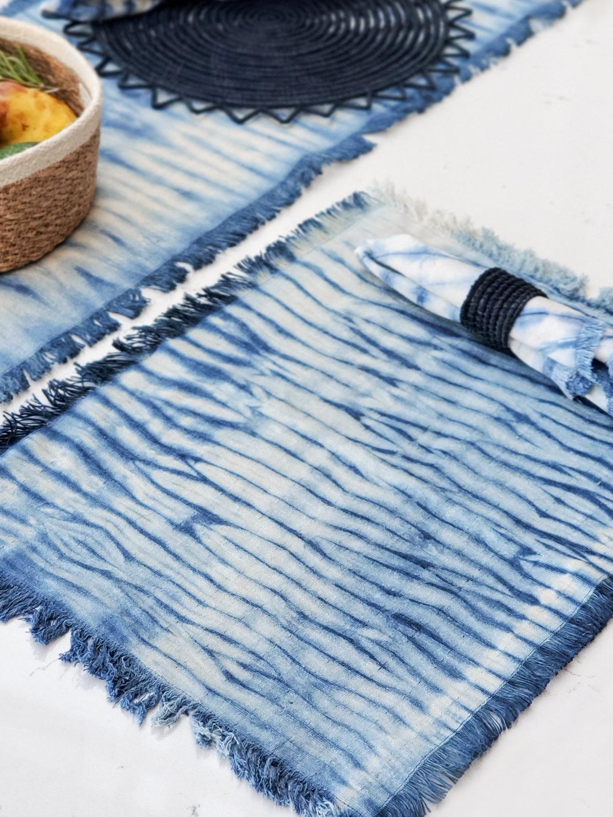 Tie Dye Cotton Placemat - Indigo Blue (Set of 4) - PRHOMZ