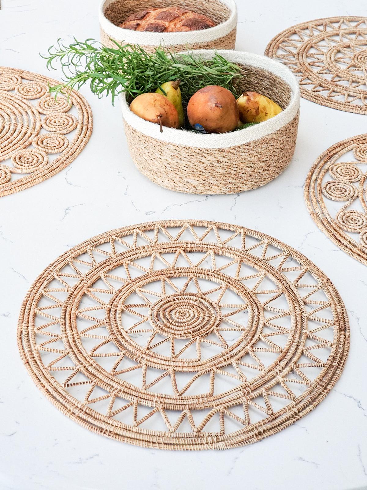 Roda Woven Palm Fiber Placemat - Natural (Set of 2) - PRHOMZ