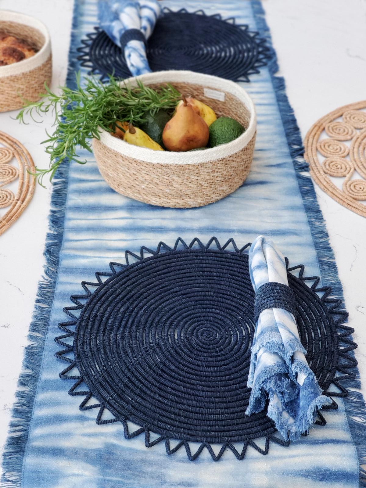 Surya Woven Palm Fiber Placemat - Indigo Blue (Set of 2) - PRHOMZ