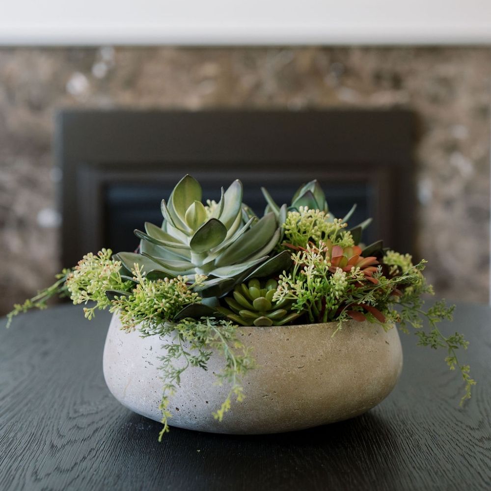 Artificial Succulent Arrangement In Natural Planter-3