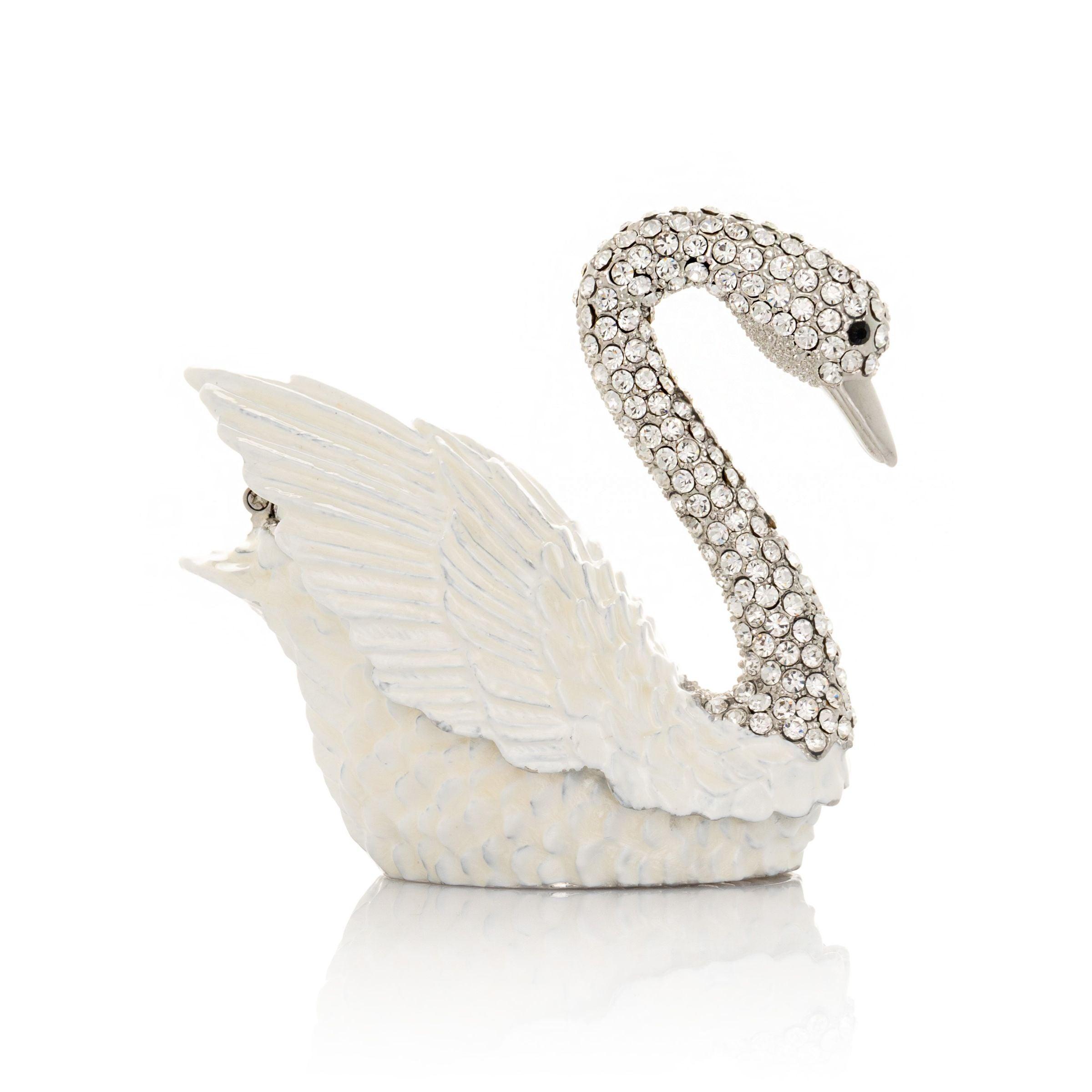 White Swan with Crystal Neck – Elegant Home Decor Accent - PRHOMZ
