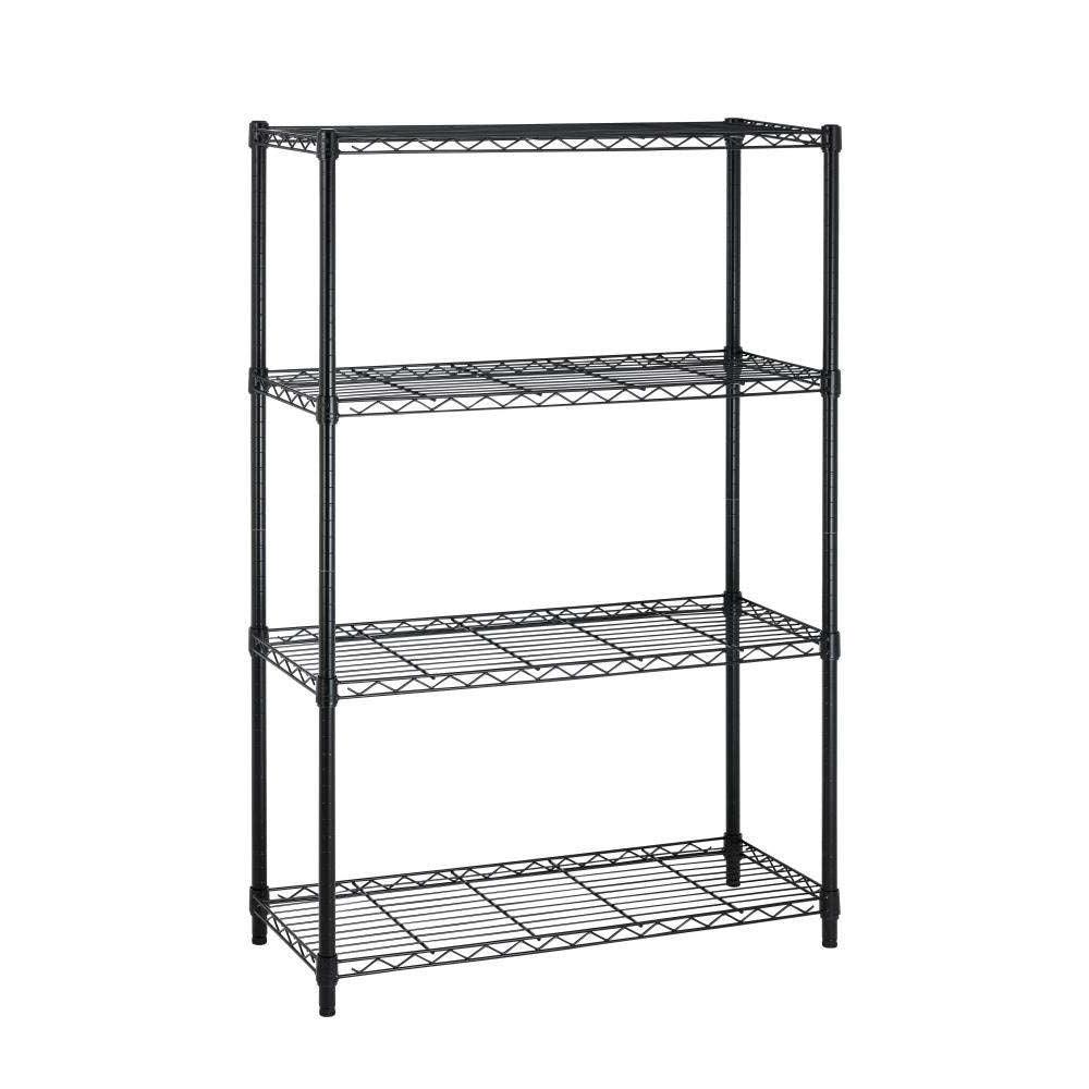 Heavy Duty 4-Shelf Metal Shelving Unit in Black Steel Finish - PRHOMZ