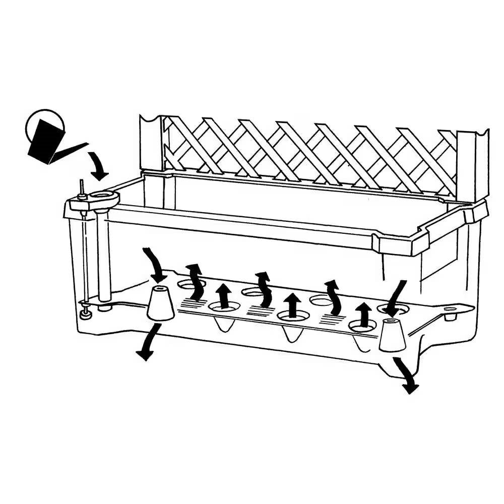 Outdoor Self-Watering Garden Planter with Trellis and Wheels in Grey Plastic-3
