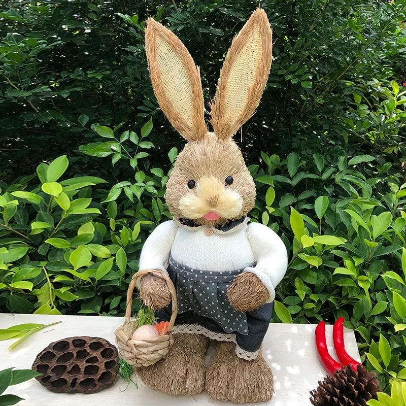 1/2PCS Height 35cm Easter Cute Straw Bunny Decoration Rustic Home Decoration - PRHOMZ