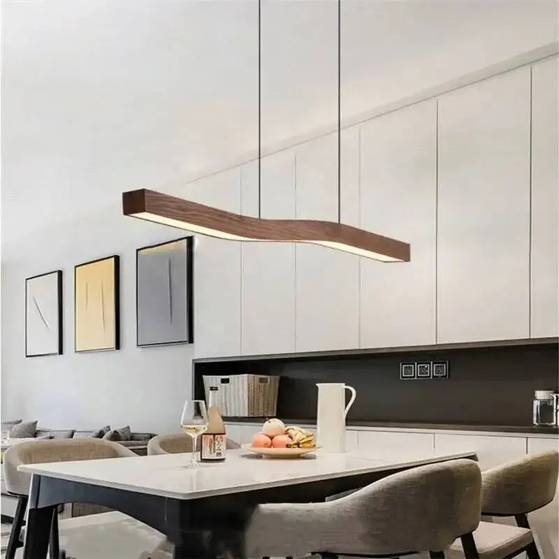 Pendant Light Linear Walnut Wood