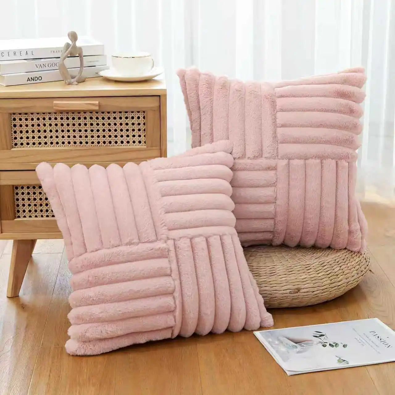 Artificial Plush Pillow Covers Set