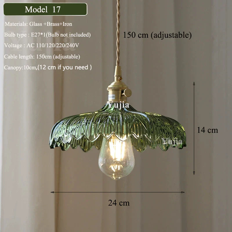 DecorBites™ Green Glass Pendant Light Fixture