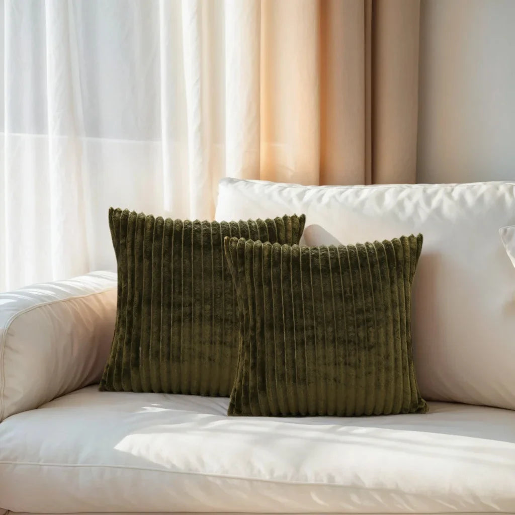 Striped Plush Pillowcases Set