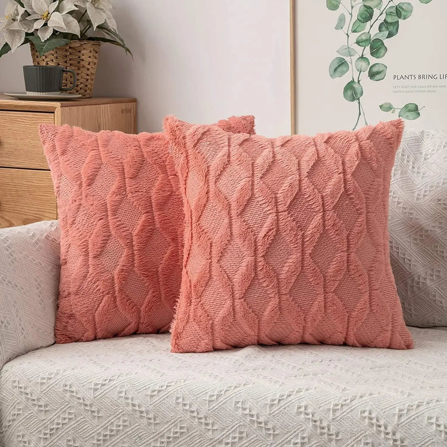 Fluffy Cushion Cover Plush Decorative