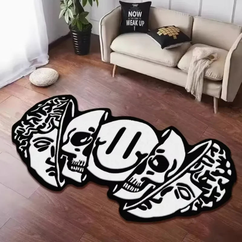 VIKAMA American Carpet Halloween Decoration Creative Skull Pattern Carpet Soft Unique Living Room Bedroom Door Mat Home Decorati