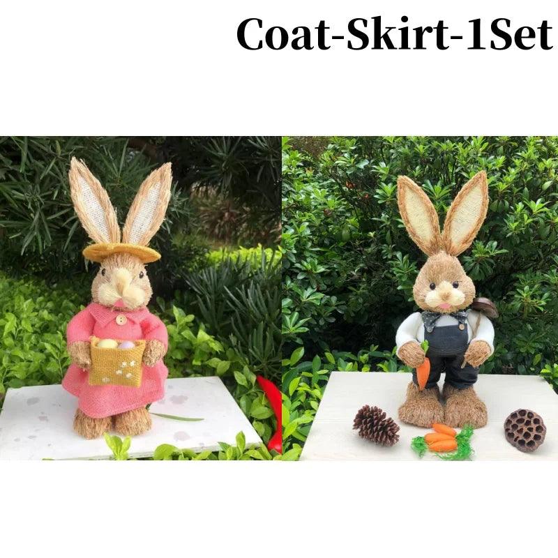 1/2PCS Height 35cm Easter Cute Straw Bunny Decoration Rustic Home Decoration - PRHOMZ