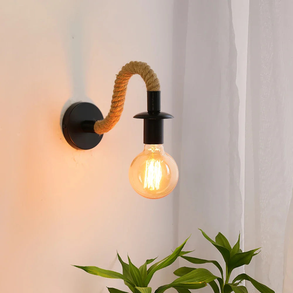 DecorBites™ Hemp Rope Wall Sconce Light Fixture