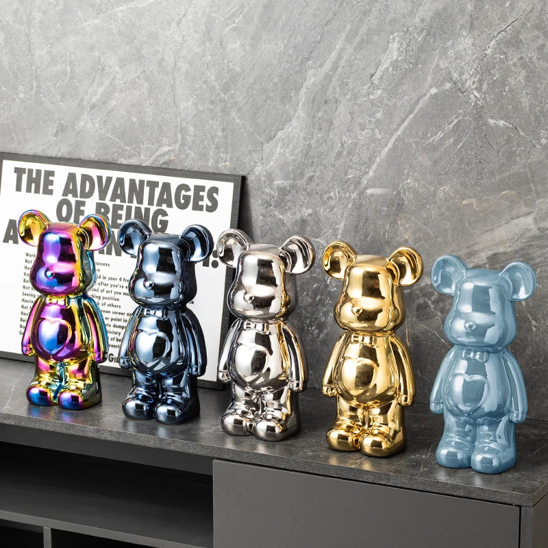 Love Bear Decoration Ceramic Crafts Wine Cabinet European Style The Little Cartoon Statue Kawaii Cartoon Figure Office Book Shelf Ornament Home Decorations 400% Bears Figurines