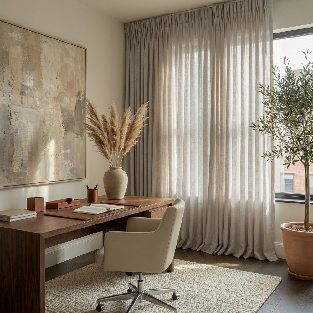Sabrina Natural Linen Curtains for Living Room