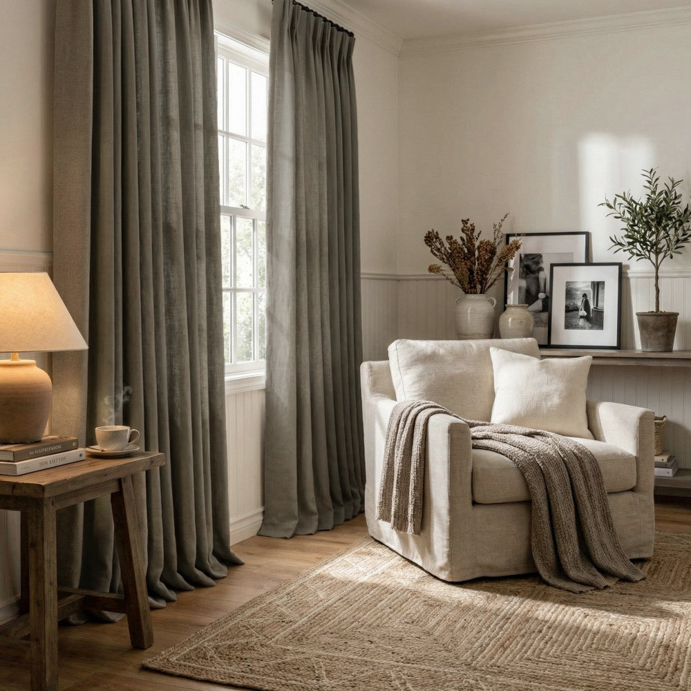 Sabrina Natural Linen Curtains for Living Room