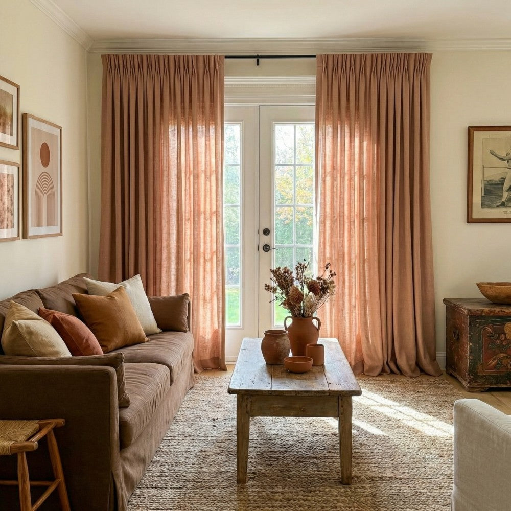 Sabrina Natural Linen Curtains for Living Room