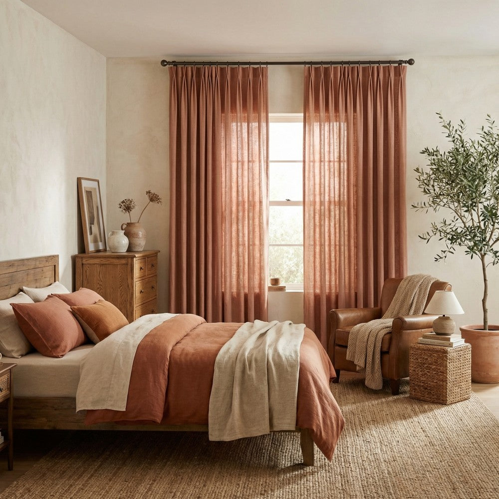 Sabrina Natural Linen Curtains for Living Room