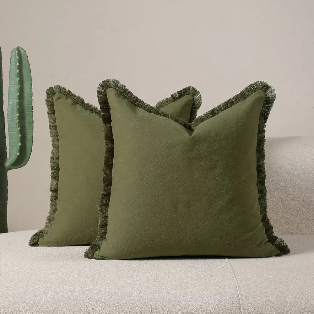 Boho Throw Pillow Cover Tassel Decor