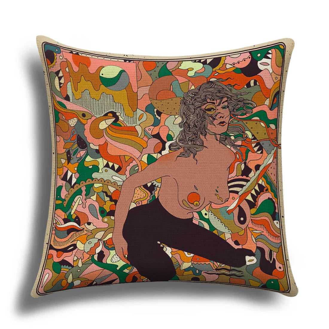 Skull Cushion Cover Linen Pillowcase