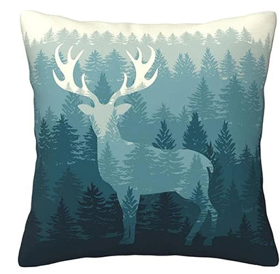 Deer Silhouette Linen Sofa Pillowcase