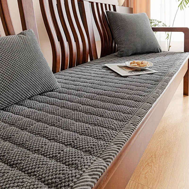 Corduroy Sofa Cushion Anti Slip Gray