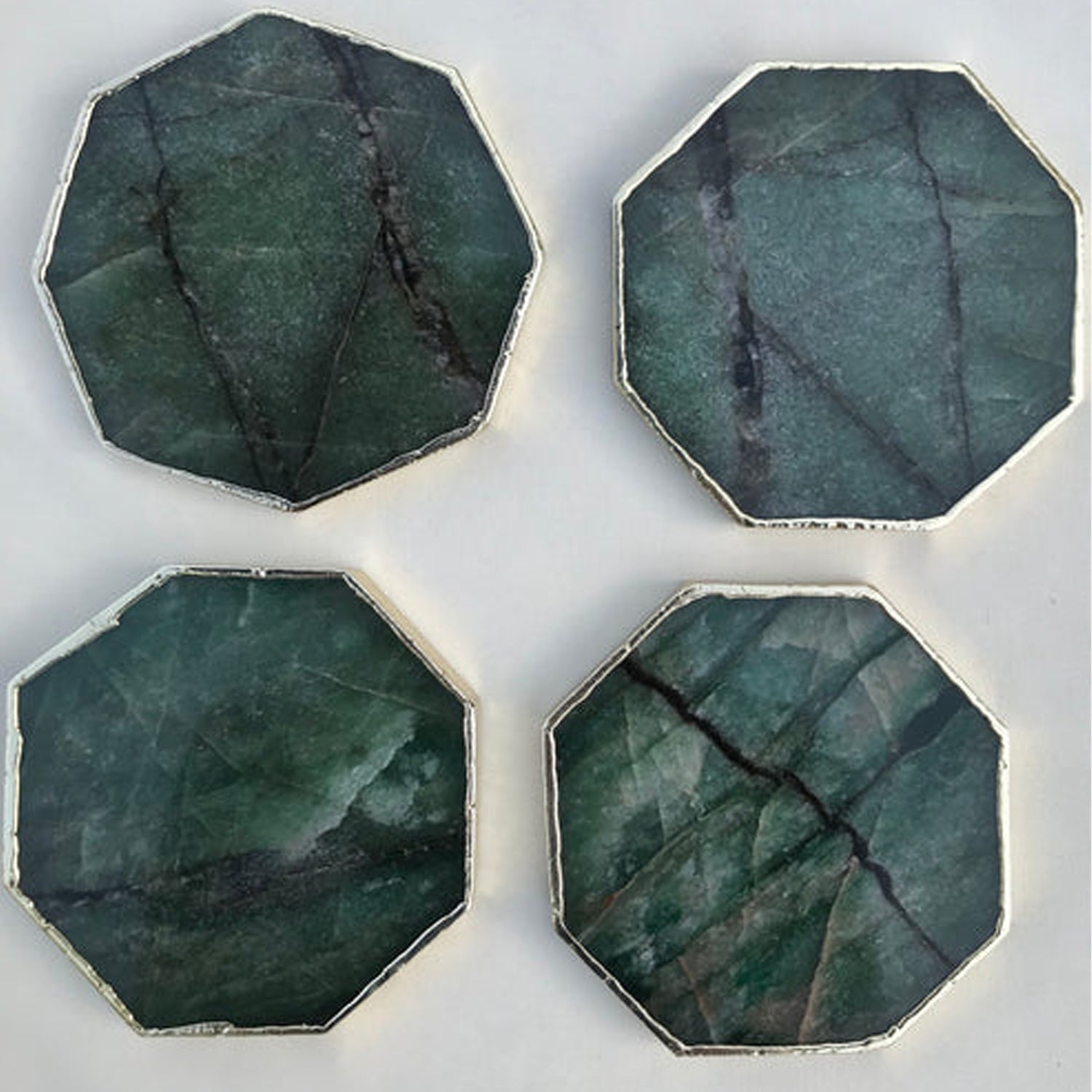 Sage Green Agate Octagon Coasters - Set of 4 Large Coasters/Personalised Momentos-0
