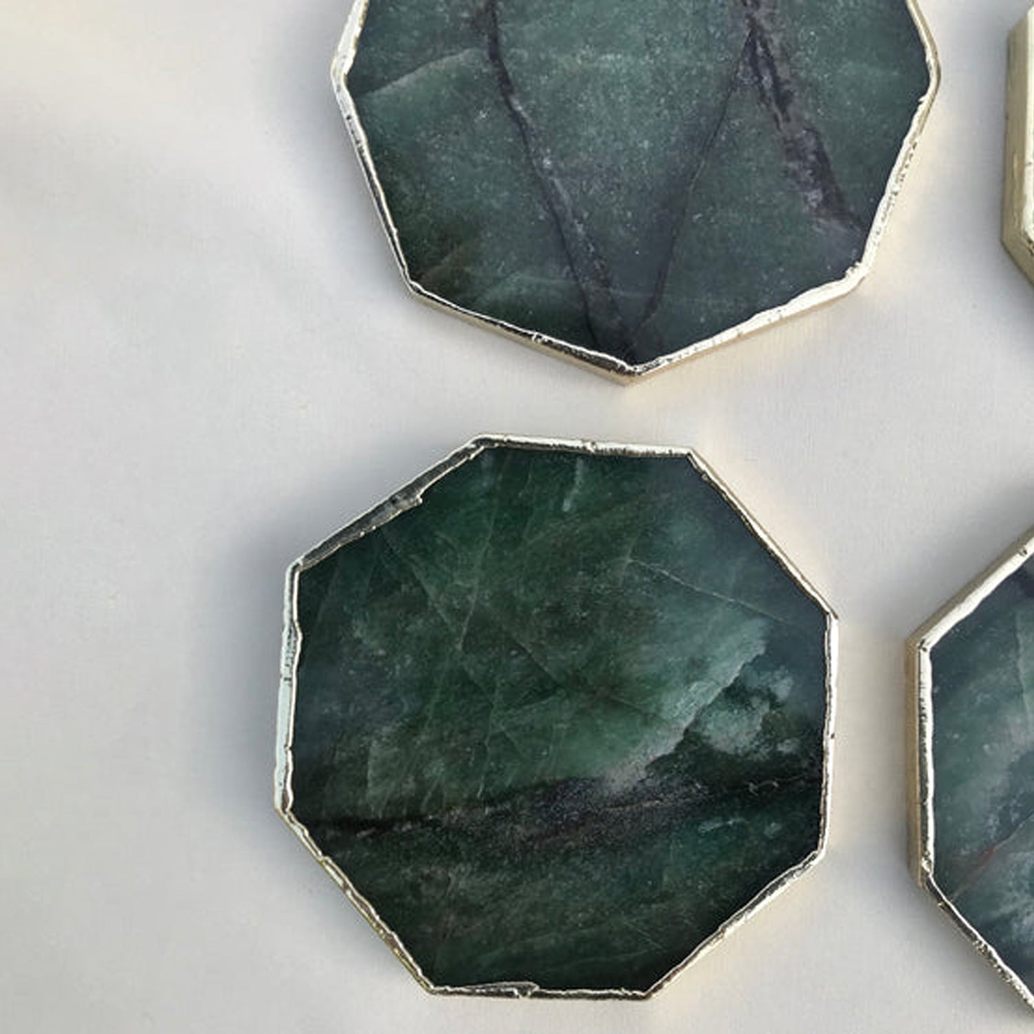 Sage Green Agate Octagon Coasters - Set of 4 Large Coasters/Personalised Momentos-1