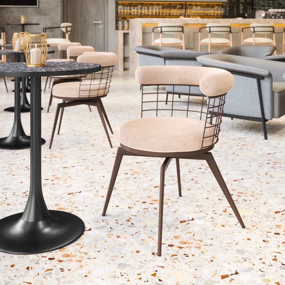 Saku Textured Fabric Swivel Dining Chair
