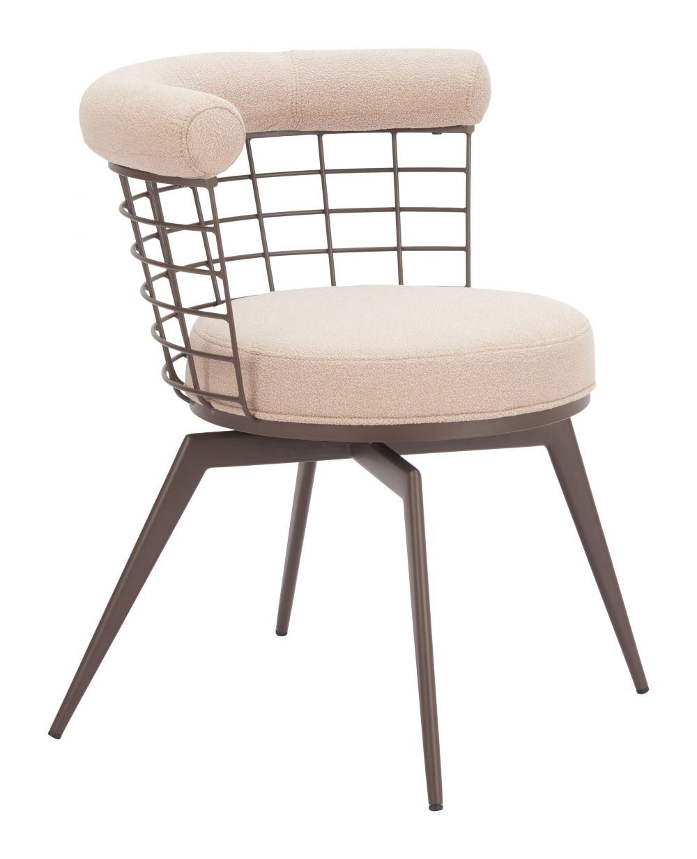 Saku Textured Fabric Swivel Dining Chair