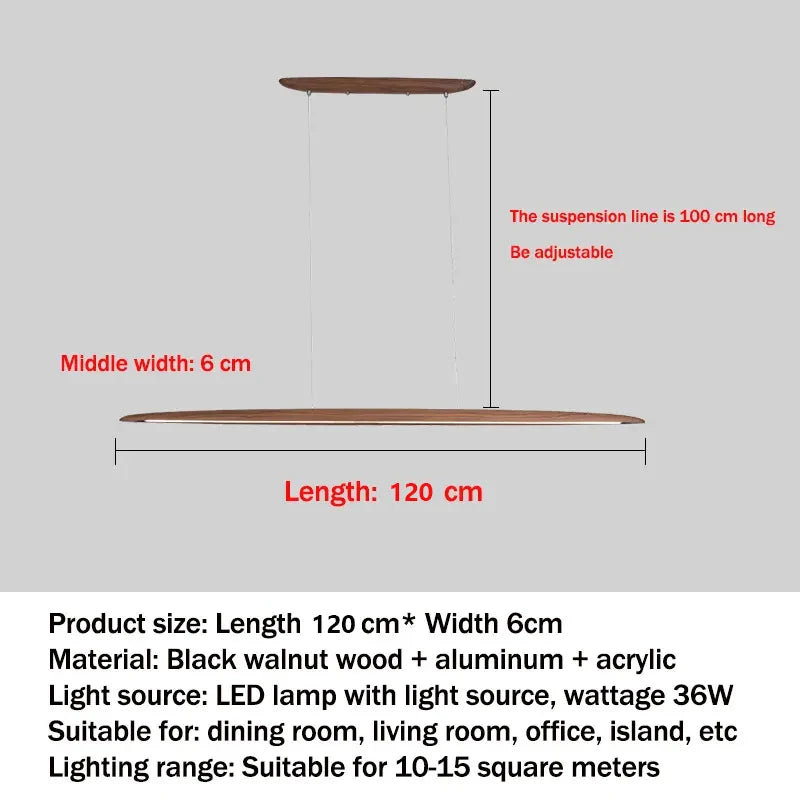 DecorBites™ Wooden Pendant Light Long Linear