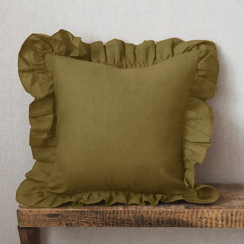 Linen Ruffle Pillowcases Home Decor