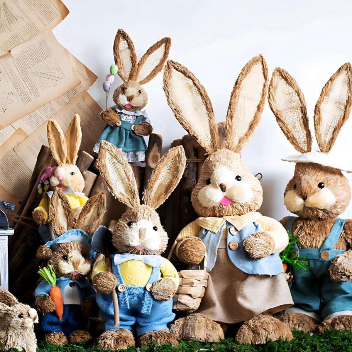 1/2PCS Height 35cm Easter Cute Straw Bunny Decoration Rustic Home Decoration - PRHOMZ