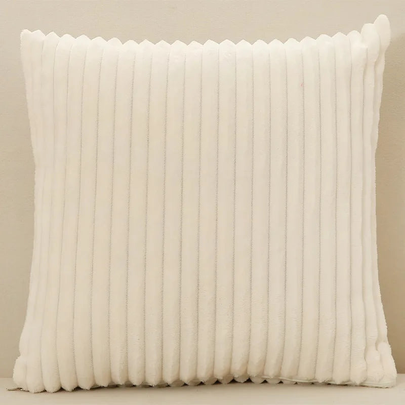 Striped Plush Square Pillowcases Set