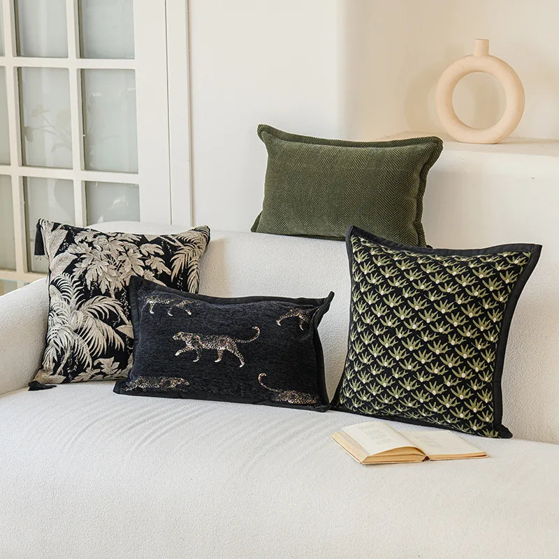 Green Textured Cushion Cover Vintage