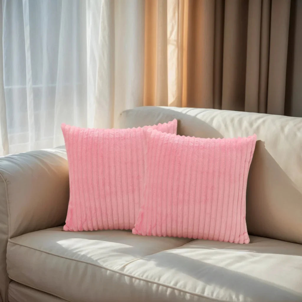 Striped Plush Square Pillowcases Set