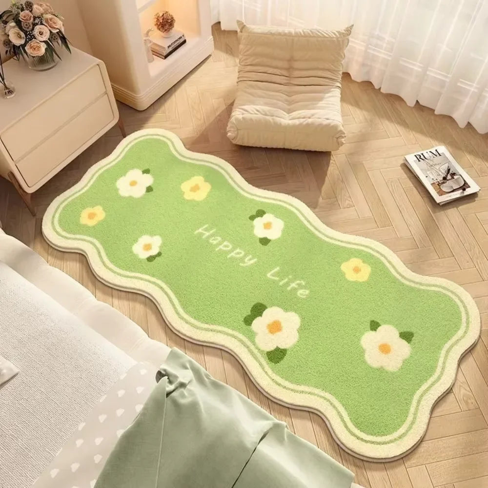 VIKAMA Soft Warm Bedside Floor Mat Simple High-End Bedroom Sofa Carpet Washable Waterproof Carpet Suitable Room Rug Home Decorat