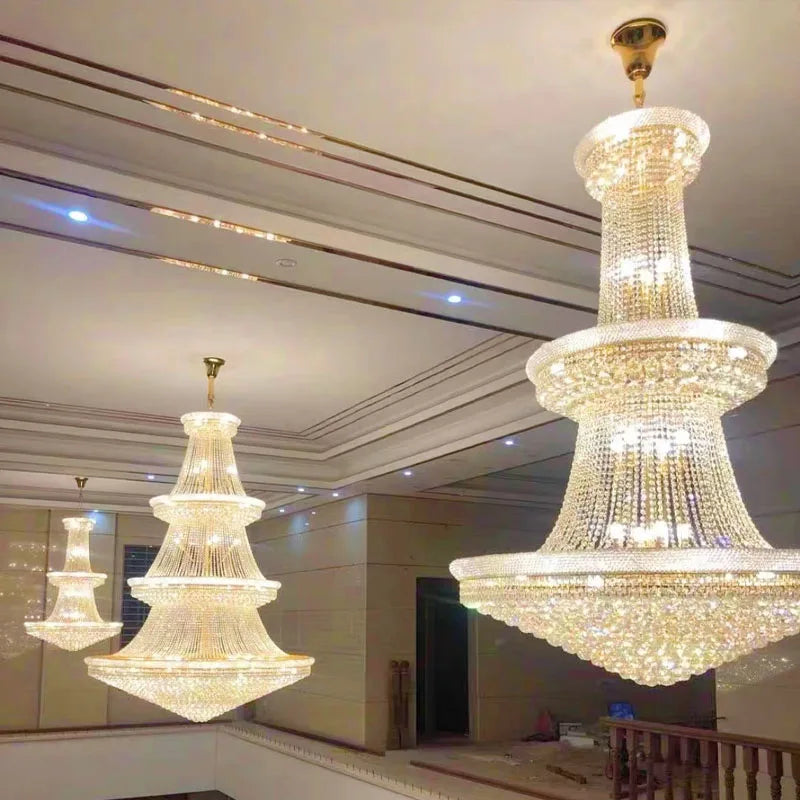 DecorBites™ Crystal Chandelier Large High Ceiling