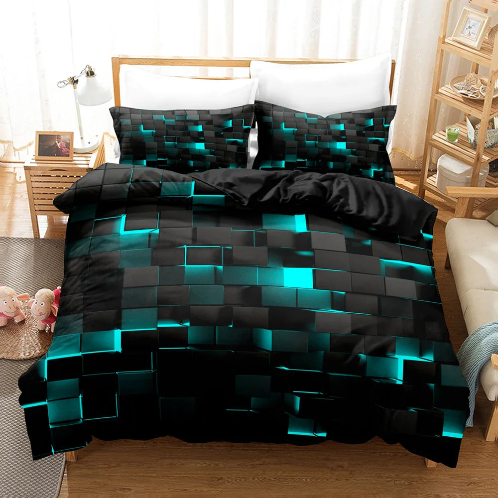 Red Grid Duvet Cover Set