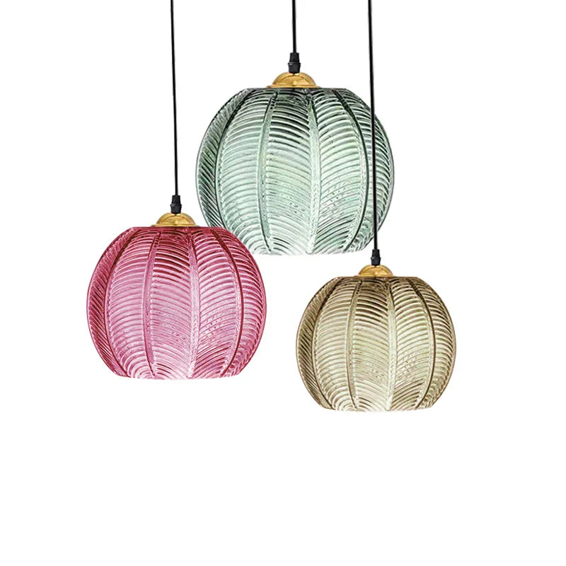 DecorBites™ Glass Pendant Light Green Leaf Pattern