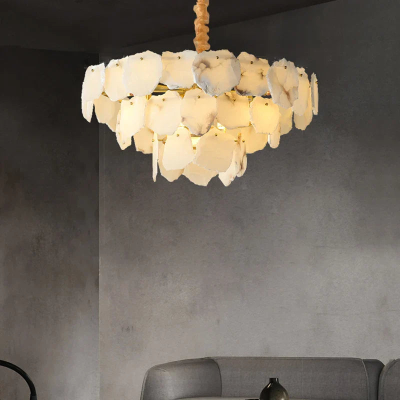 Marble Chandelier Round LED Light